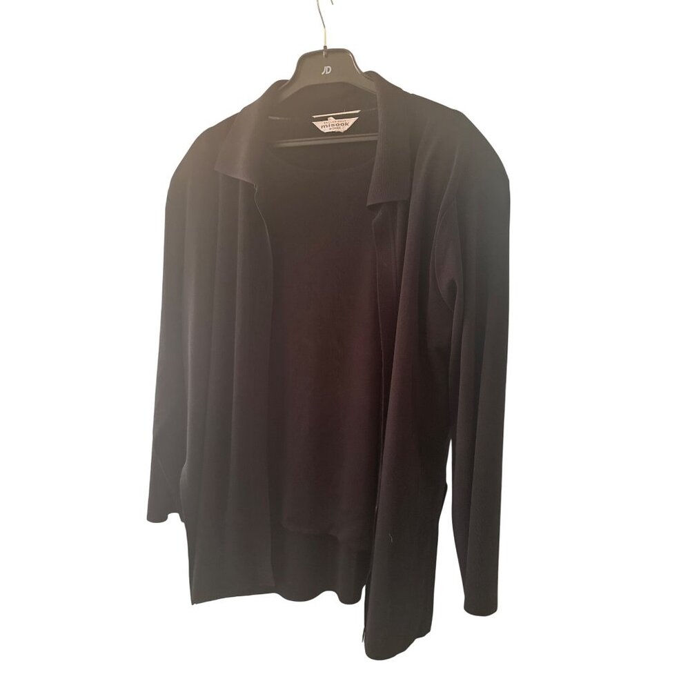 Misook Womens 2X Black Knit Cardigan & Top Set‎ Career Office Professional